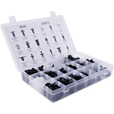BS - 415pz - materiale ABS - pezzi 415 - confezione 27x17.5x4 cm - Set rivetti in plastica per fissaggio carrozzeria Auto BS - 415pz - materiale ABS - pezzi 415 - confezione 27x17.5x4 cm - Set rivetti in plastica per fissaggio carrozzeria Auto