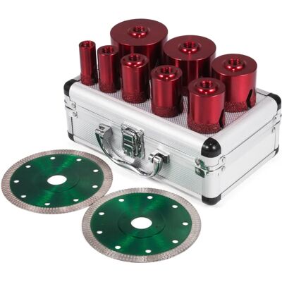Ensemble de scies cloches diamant Vevor M14 - 20-68mm, 8 pcs, 2 lames - Publicité Ensemble de scies cloches diamant Vevor M14 - 20-68mm, 8 pcs, 2 lames - Publicité
