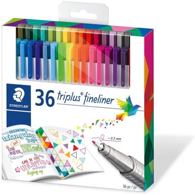 Canetas Fineliner Staedtler 334 - Cores sortidas - Pacote com 36 Canetas Fineliner Staedtler 334 - Cores sortidas - Pacote com 36