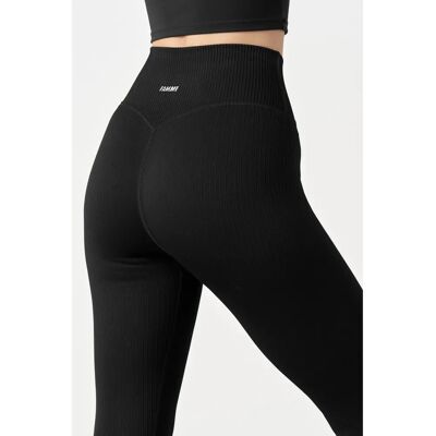 FAMME ribbette sømløse tights - Svart - XS FAMME ribbette sømløse tights - Svart - XS