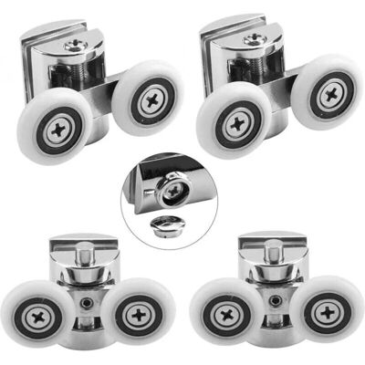 DPZO - Paquete 4 rodillos dobles - ruedas de aleación de zinc 23 mm - Rodillos para puerta de ducha DPZO - Paquete 4 rodillos dobles - ruedas de aleación de zinc 23 mm - Rodillos para puerta de ducha
