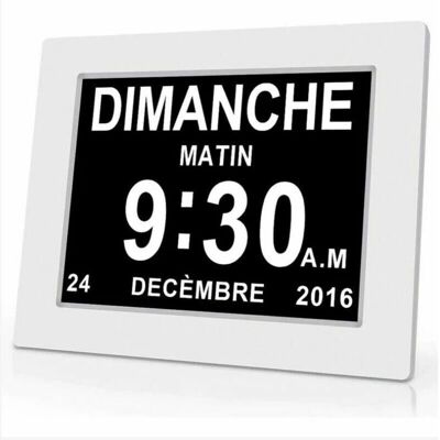 ULISEM - Reloj digital de 7 pulgadas - Calendario - Blanco - Reloj digital ULISEM - Reloj digital de 7 pulgadas - Calendario - Blanco - Reloj digital