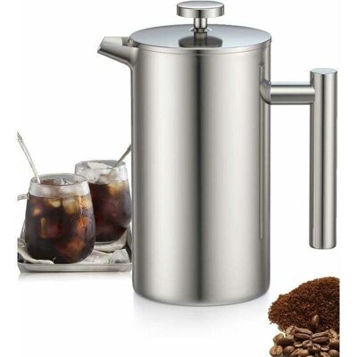 KZQ - Caffettiera French Press 1L Acero inoxidable - Triple Filtro - French press KZQ - Caffettiera French Press 1L Acero inoxidable - Triple Filtro - French press