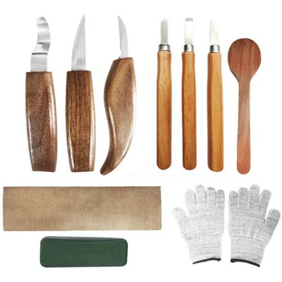 XVX - 10pc-WoodCarvingSet - Black Walnut Handle - Wood Carving Tool Set XVX - 10pc-WoodCarvingSet - Black Walnut Handle - Wood Carving Tool Set