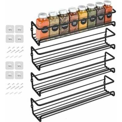 ODIPIE - 4-Piece Metal Wall Spice Rack - Black ODIPIE - 4-Piece Metal Wall Spice Rack - Black