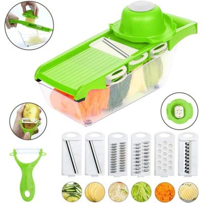 AIPERQ - Mandoline 6-in-1 - Grün - BPA-frei - Slicer AIPERQ - Mandoline 6-in-1 - Grün - BPA-frei - Slicer