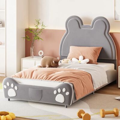 WISHDOR - Bear-shaped Bed 90x200 - Tela de terciopelo - Bed WISHDOR - Bear-shaped Bed 90x200 - Tela de terciopelo - Bed