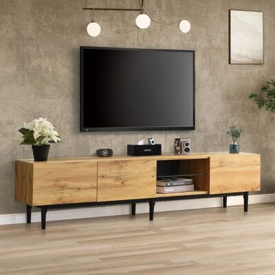 WISHDOR - ModernWoodTV - Madera - LED Negro - Mueble TV WISHDOR - ModernWoodTV - Madera - LED Negro - Mueble TV