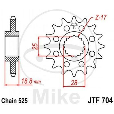 Jt Sprocket Z17 525 726.97.98 - Sport Bike Sprocket Jt Sprocket Z17 525 726.97.98 - Sport Bike Sprocket