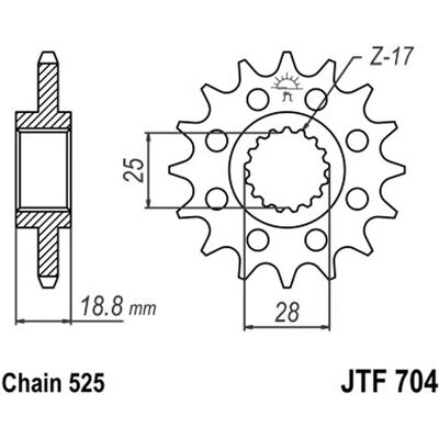 Jt Sprockets - Sprocket 704 - Steel Rubber - Sprocket Jt Sprockets - Sprocket 704 - Steel Rubber - Sprocket