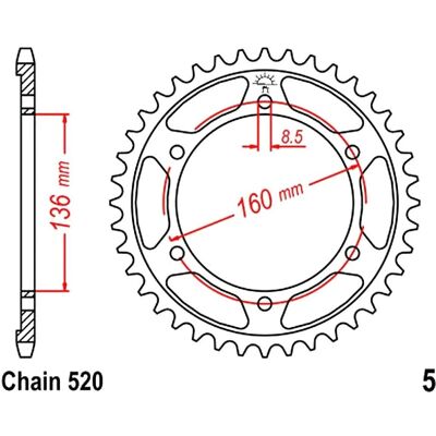 Corona Jt 5 Dents En Acier - motorcycle part Corona Jt 5 Dents En Acier - motorcycle part