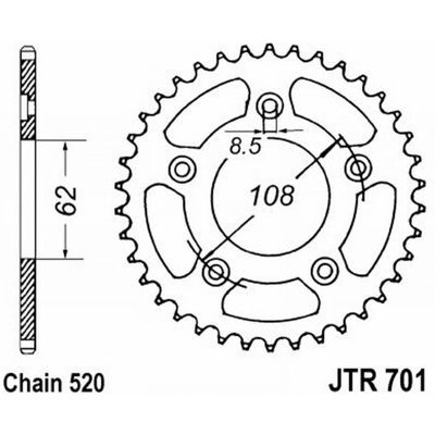 Jt Crown A51070138 Silver for Aprilia 125 Tuono 2t - motorcycle spare part Jt Crown A51070138 Silver for Aprilia 125 Tuono 2t - motorcycle spare part