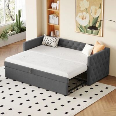WISHDOR Divano letto estraibile - gris terciopelo 90x200 cm - Sofa bed WISHDOR Divano letto estraibile - gris terciopelo 90x200 cm - Sofa bed