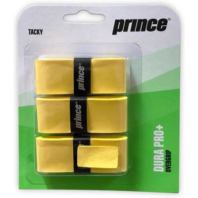 Prince Dura Pro+ Surgrips de Tennis/padel - 3 Unités - Jaune - Publicité Prince Dura Pro+ Surgrips de Tennis/padel - 3 Unités - Jaune - Publicité