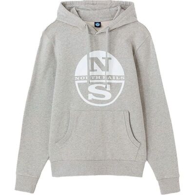 Felpa con Cappuccio North Sails 691003 in Cotone Organico - Grigio XL Felpa con Cappuccio North Sails 691003 in Cotone Organico - Grigio XL