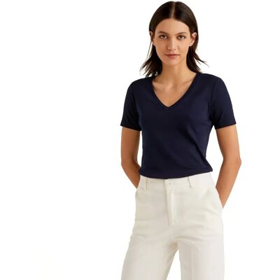 Benetton XS Dark Blue V-neck T-shirt - Women Benetton XS Dark Blue V-neck T-shirt - Women