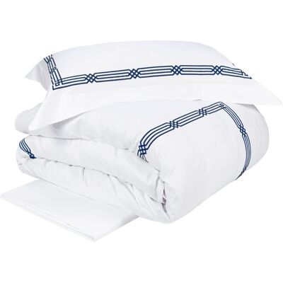 Fazzini - SERBELLONI - 2 piazze - Bianco Blu - Completo copripiumino Fazzini - SERBELLONI - 2 piazze - Bianco Blu - Completo copripiumino