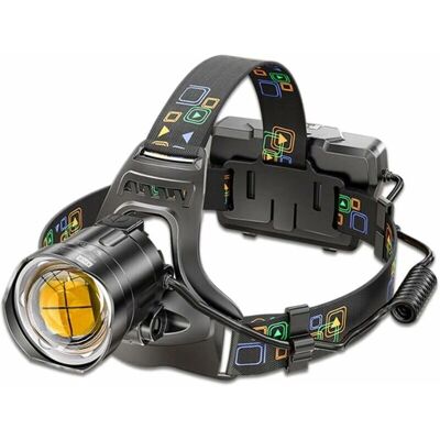 GOTRAYS Linterna frontal - XHP90 LED ultra brillante - Pantalla de potencia - IP64 GOTRAYS Linterna frontal - XHP90 LED ultra brillante - Pantalla de potencia - IP64
