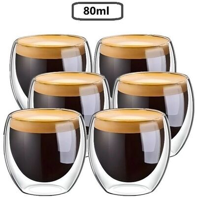 MTEVOTX - 6x80ml Double-Paroi - Verre - Tasses espresso - Publicité MTEVOTX - 6x80ml Double-Paroi - Verre - Tasses espresso - Publicité