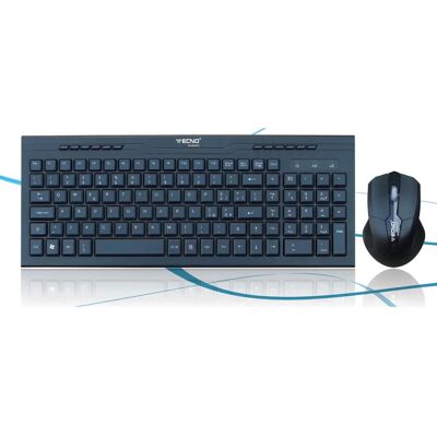 Kit Clavier et Souris Sans Fil Tecno TC-740W - Noir Bureau - Publicité Kit Clavier et Souris Sans Fil Tecno TC-740W - Noir Bureau - Publicité