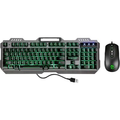 Kit Tastiera e Mouse Tecno TC-BG2006 - Retroilluminato RGB, Dimensione piena, Nero, Grigio Kit Tastiera e Mouse Tecno TC-BG2006 - Retroilluminato RGB, Dimensione piena, Nero, Grigio