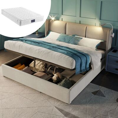 OKWISH - Letto imbottito contenitore - Beige - Bett OKWISH - Letto imbottito contenitore - Beige - Bett