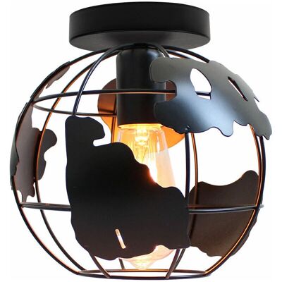 AXHUP Black Industrial Ceiling Lamp - Ceiling Light Fixture with 20cm Diameter Metal Cage - E27 Socket - Easy to Install AXHUP Black Industrial Ceiling Lamp - Ceiling Light Fixture with 20cm Diameter Metal Cage - E27 Socket - Easy to Install