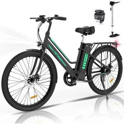 HITWAY Vélo électrique noir 26" - Autonomie 90 km - Ville - Publicité HITWAY Vélo électrique noir 26" - Autonomie 90 km - Ville - Publicité