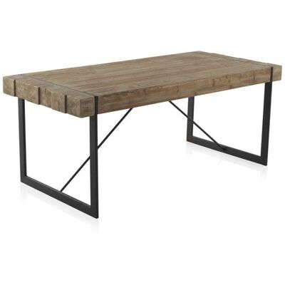 N/A: Table à manger en MDF et placage de chêne - 200x90 - 8 places - Publicité N/A: Table à manger en MDF et placage de chêne - 200x90 - 8 places - Publicité