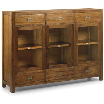 Credenza en Mindi Marrón - 6 Cajones y 3 Puertas - 160x40x116cm Credenza en Mindi Marrón - 6 Cajones y 3 Puertas - 160x40x116cm