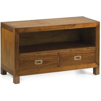 Mueble TV Mindi Onéline - 2 Cajones, Madera Maciza, Plano o con Patas, 90cm Mueble TV Mindi Onéline - 2 Cajones, Madera Maciza, Plano o con Patas, 90cm