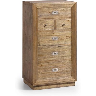Moycor MERAPI - Commode - Bois de Mindi - Marron - 60x45x110 cm - Publicité Moycor MERAPI - Commode - Bois de Mindi - Marron - 60x45x110 cm - Publicité