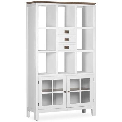 Bibliothèque MOYCOR en bois de Mindi blanc et marron - 190cm - Publicité Bibliothèque MOYCOR en bois de Mindi blanc et marron - 190cm - Publicité