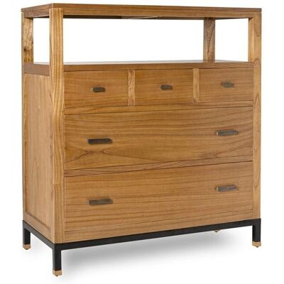MOYCOR Commode en bois marron - 5 tiroirs - 100cm - Publicité MOYCOR Commode en bois marron - 5 tiroirs - 100cm - Publicité