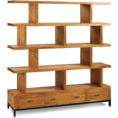 MOYCOR Estantería de madera - 170cm - Marrón - 5 estantes MOYCOR Estantería de madera - 170cm - Marrón - 5 estantes