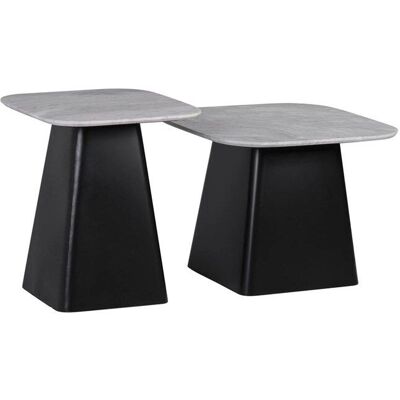 MOYCOR - 2-Table Set - Fer noir - Marbre gris - Tables - Publicité MOYCOR - 2-Table Set - Fer noir - Marbre gris - Tables - Publicité