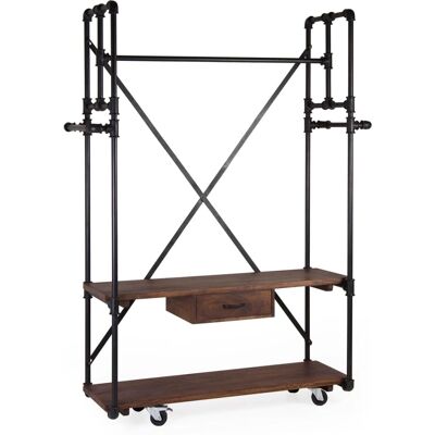 Moycor PIPA - Porte-vêtements en bois et fer style industriel - 135x55x188cm - Publicité Moycor PIPA - Porte-vêtements en bois et fer style industriel - 135x55x188cm - Publicité