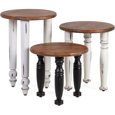 Set de 3 Tables Basses MOYCOR - Tables d'Appui Multicolores - Publicité Set de 3 Tables Basses MOYCOR - Tables d'Appui Multicolores - Publicité