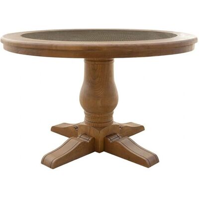 Moycor Mesa de Comedor de Madera Natural Rattan y Vidrio - Mesa de Comedor Moycor Mesa de Comedor de Madera Natural Rattan y Vidrio - Mesa de Comedor