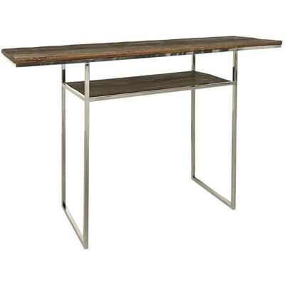 Console rustique en bois de pin et acier inoxydable - 120x35x82cm - Publicité Console rustique en bois de pin et acier inoxydable - 120x35x82cm - Publicité