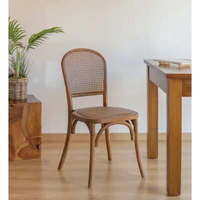 MOYCOR Modelo - Conjunto de 2 sillas de madera y ratán - Sillas de roble y ratán MOYCOR Modelo - Conjunto de 2 sillas de madera y ratán - Sillas de roble y ratán