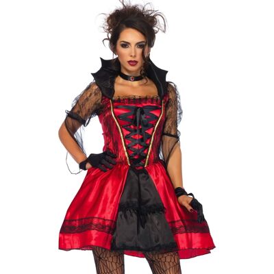 Vampires and bats Costume da vampira gothica per donna Halloween rosso/nero - Costume Vampires and bats Costume da vampira gothica per donna Halloween rosso/nero - Costume