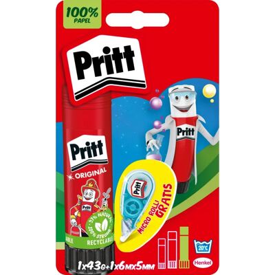 Pritt Stick 43g & Micro Corrector - Adhesive & Corrector Set Pritt Stick 43g & Micro Corrector - Adhesive & Corrector Set
