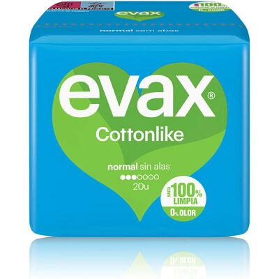 Serviettes Hygiéniques Normales Evax Cottonlike - 20 Unités - Publicité Serviettes Hygiéniques Normales Evax Cottonlike - 20 Unités - Publicité