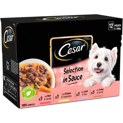 Cesar Dog Food Pouches - Beef, Chicken & More - 12x100g Cesar Dog Food Pouches - Beef, Chicken & More - 12x100g