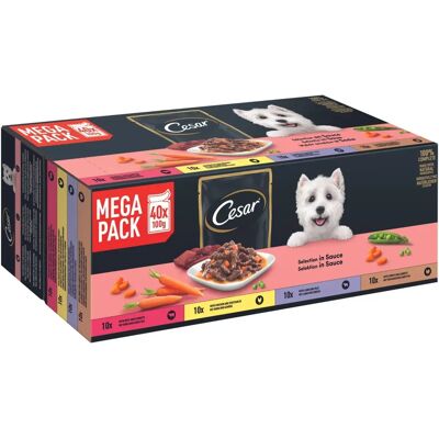 Cesar Selectie in saus nat hondenvoer Mega Pack 40x100g Cesar Selectie in saus nat hondenvoer Mega Pack 40x100g