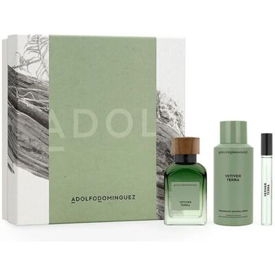 Estuche Vetiver Terra de Adolfo Domínguez - Eau de Parfum, Desodorante, Vial de Viaje Estuche Vetiver Terra de Adolfo Domínguez - Eau de Parfum, Desodorante, Vial de Viaje
