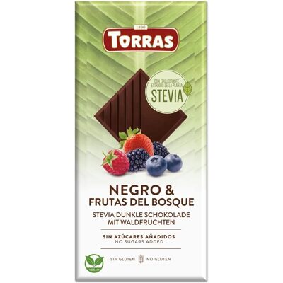 Torras Zartbitterschokolade mit Waldbeeren und Stevia 125g Torras Zartbitterschokolade mit Waldbeeren und Stevia 125g