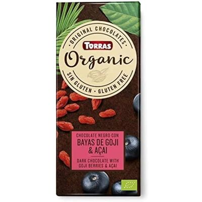 Torras Zartbitterschokolade mit Gojibären und Açaí 100 g Torras Zartbitterschokolade mit Gojibären und Açaí 100 g