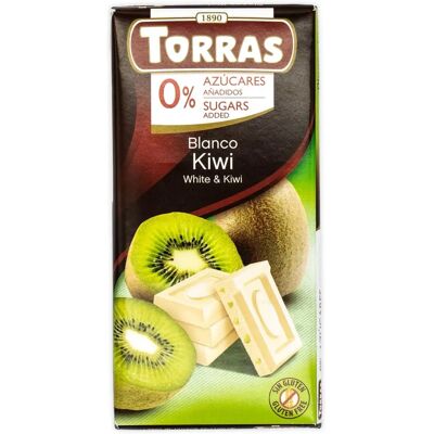 Torras Biała czekolada z kiwi - Bez glutenu 75g Torras Biała czekolada z kiwi - Bez glutenu 75g